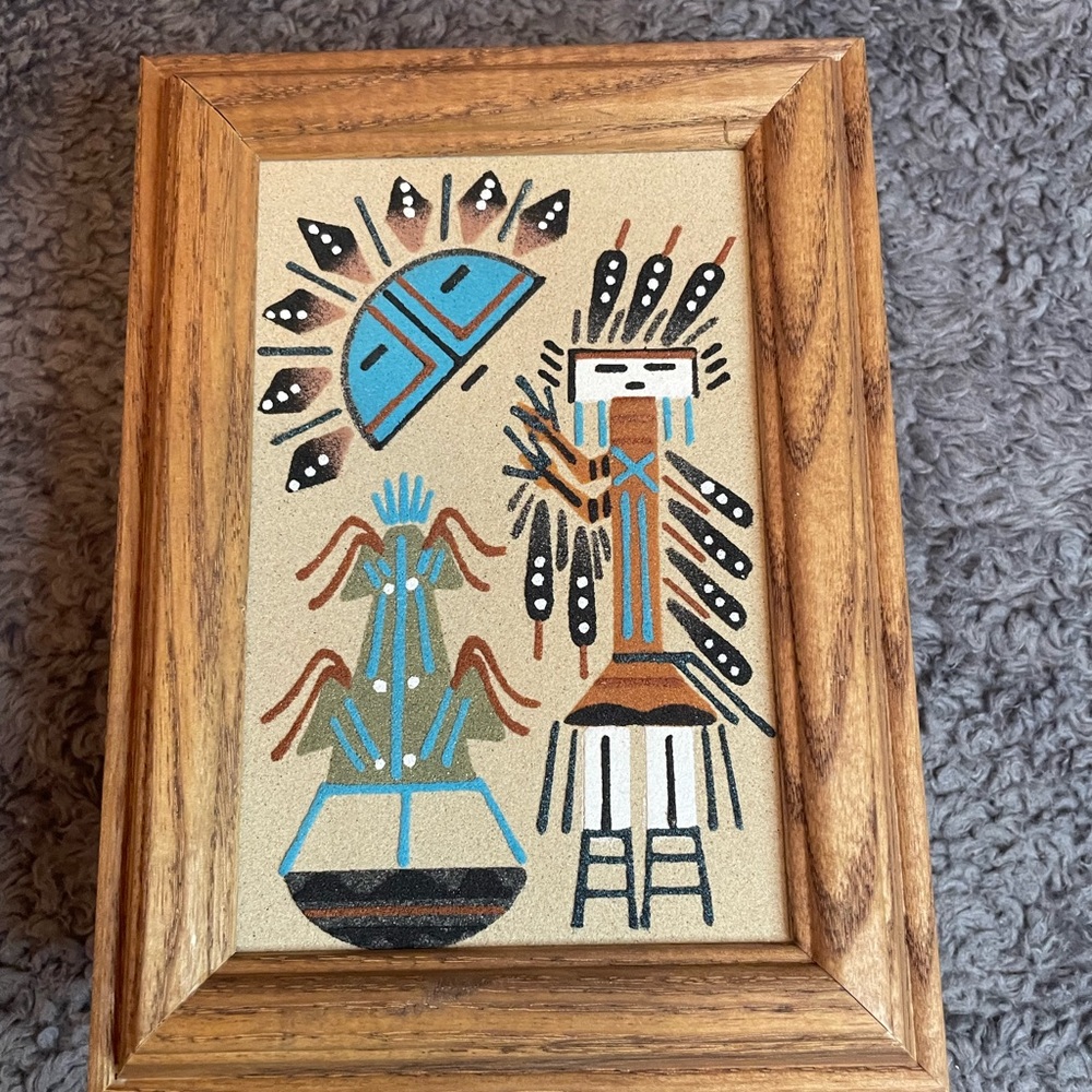 Vintage Native American sand art box